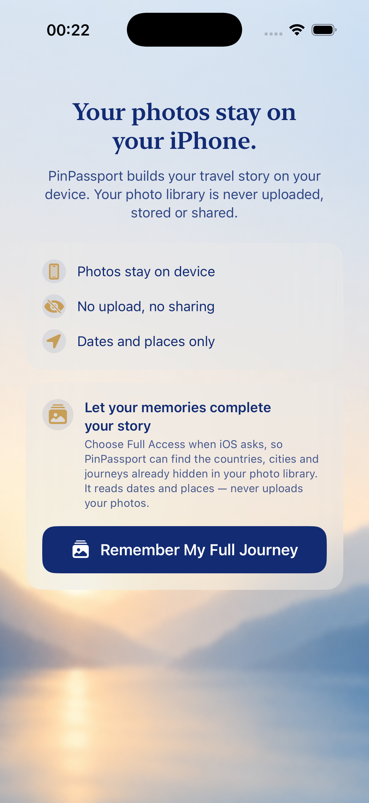 PinPassport onboarding beşinci ekran